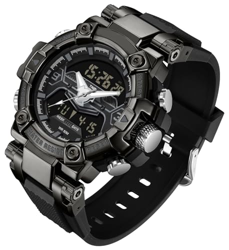 findtime 2024 腕時計 メンズ デジタル ウォッチ うで時計 デュアルタイム アナログ ミリタリーウォッチ ストップウォッチ アラーム 防水 スポーツウォッチ ランニングウォッチ 夜光バックライト 曜日日付 目ざまし時計 日本語説明書付き